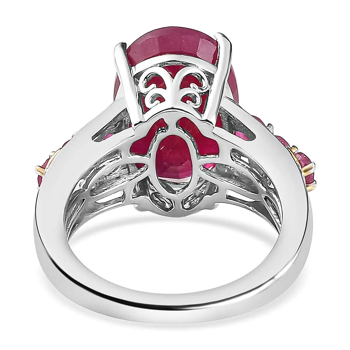 Niassa Ruby (FF) Ring in Vermeil YG and Platinum Over Sterling Silver, Anniversary Gifts For Her 10.35 ctw (Size 9) image number 4