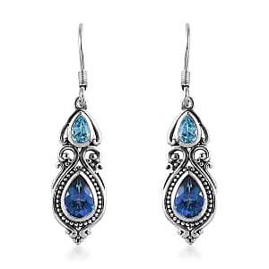 Artisan Crafted Brazilian Blue Petalite and Blue Topaz Earrings in Sterling Silver 5.25 ctw