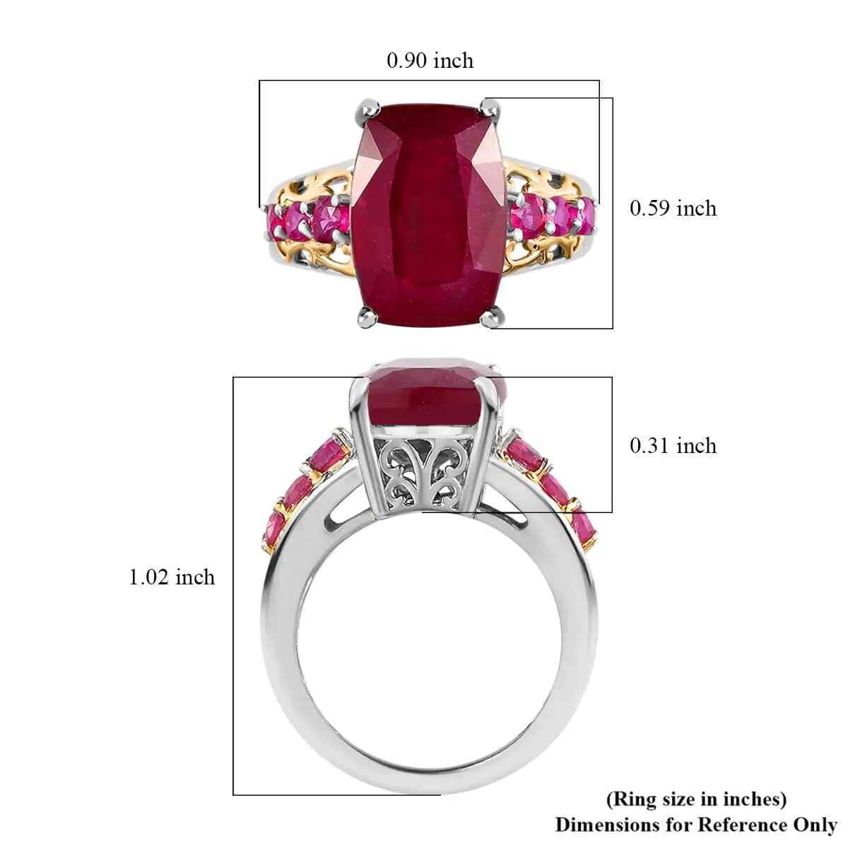 NEW NIASSA high quality RUBY, MOISSANITE RING VERMEIL YG OVER STERLING SILVER SZ 8