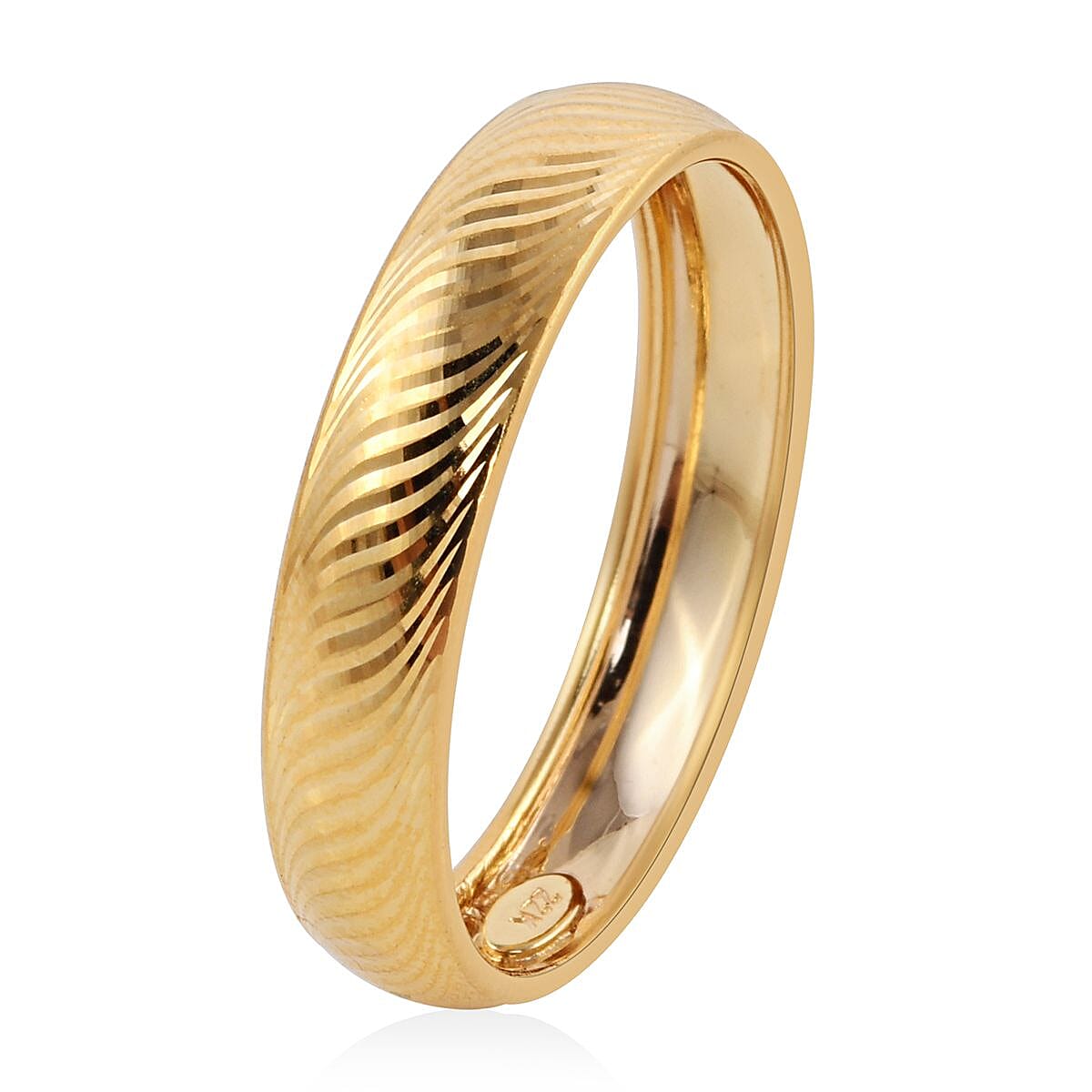 22K Yellow Gold Wave Textured Band Ring (Size 6.0) 2.30 Grams image number 3