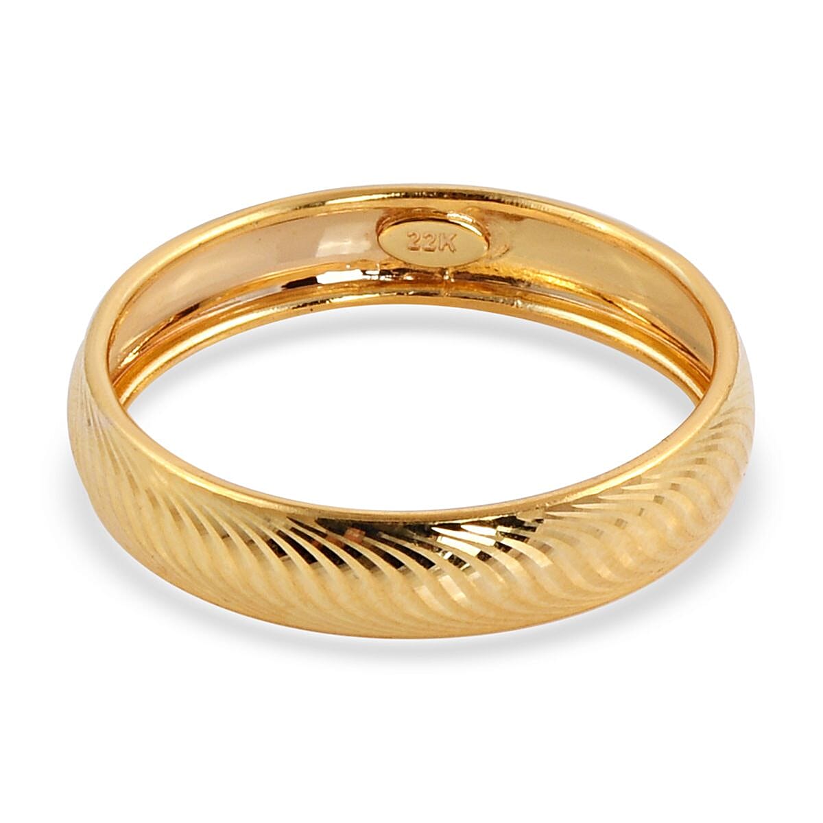 22K Yellow Gold Wave Textured Band Ring (Size 6.0) 2.30 Grams image number 4