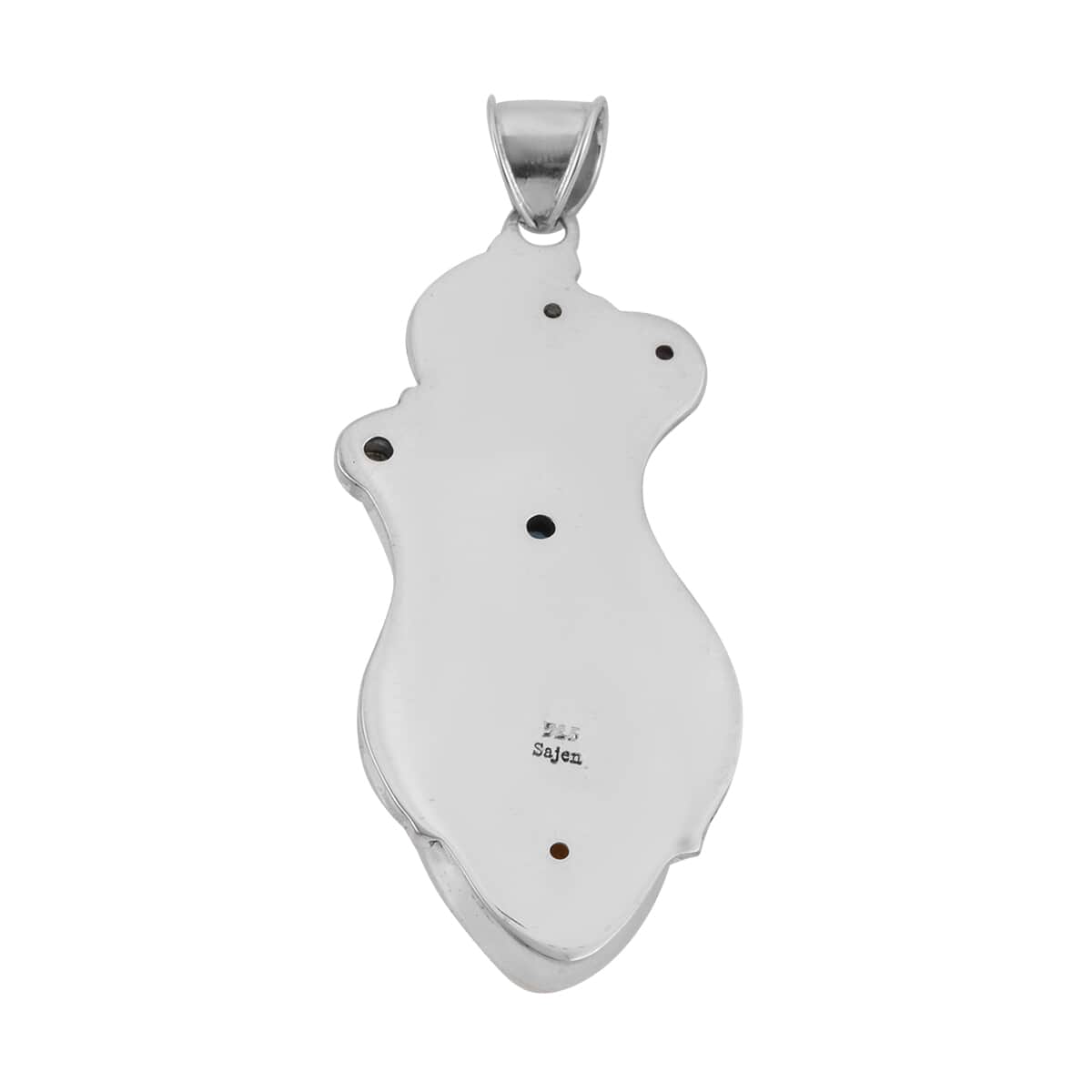 Sajen Silver Carved Bone and Multi Gemstone Pendant in Sterling Silver 1.10 ctw image number 3