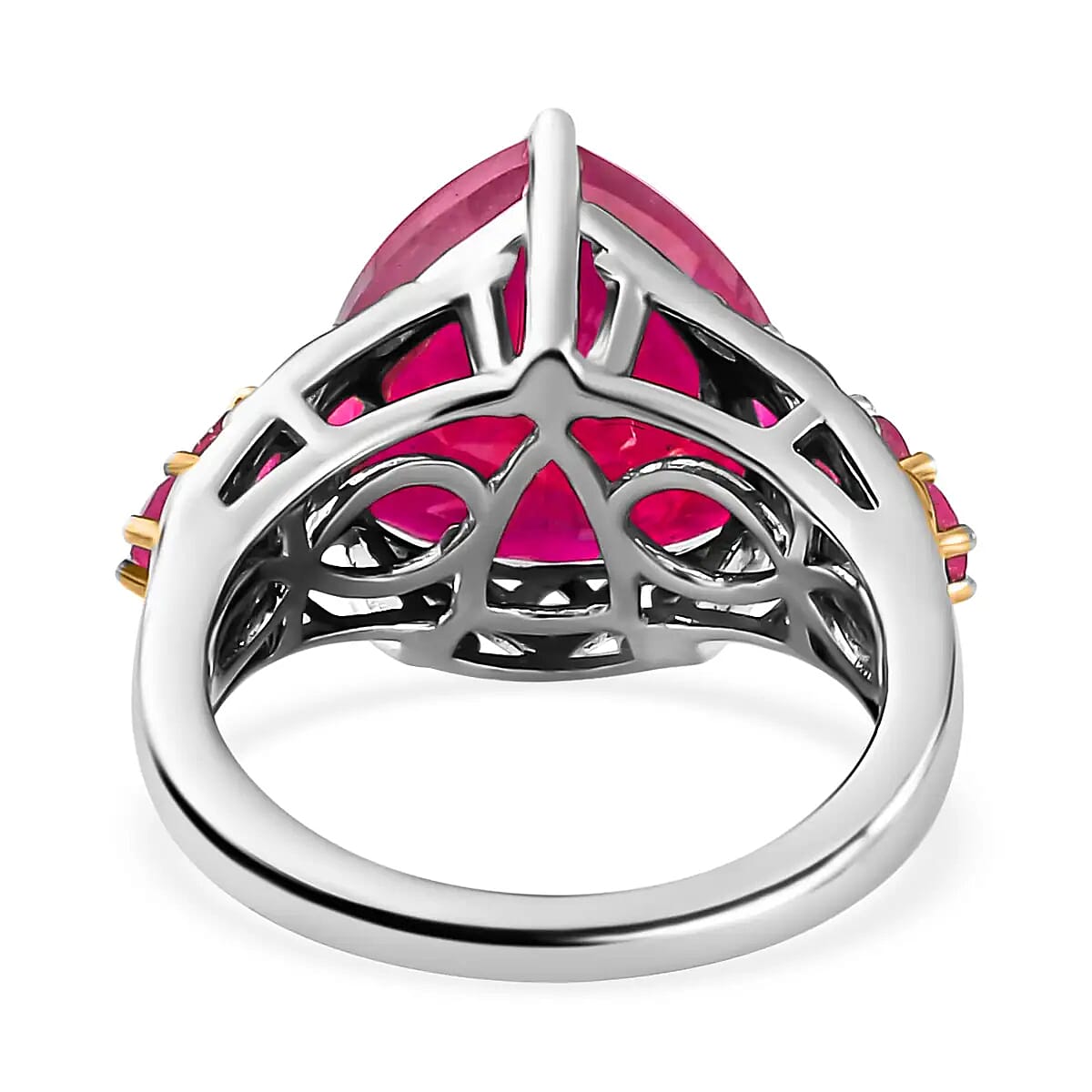 Niassa Ruby Ring in Vermeil YG and Platinum Over Sterling Silver, Anniversary Gifts For Her 9.60 ctw image number 4
