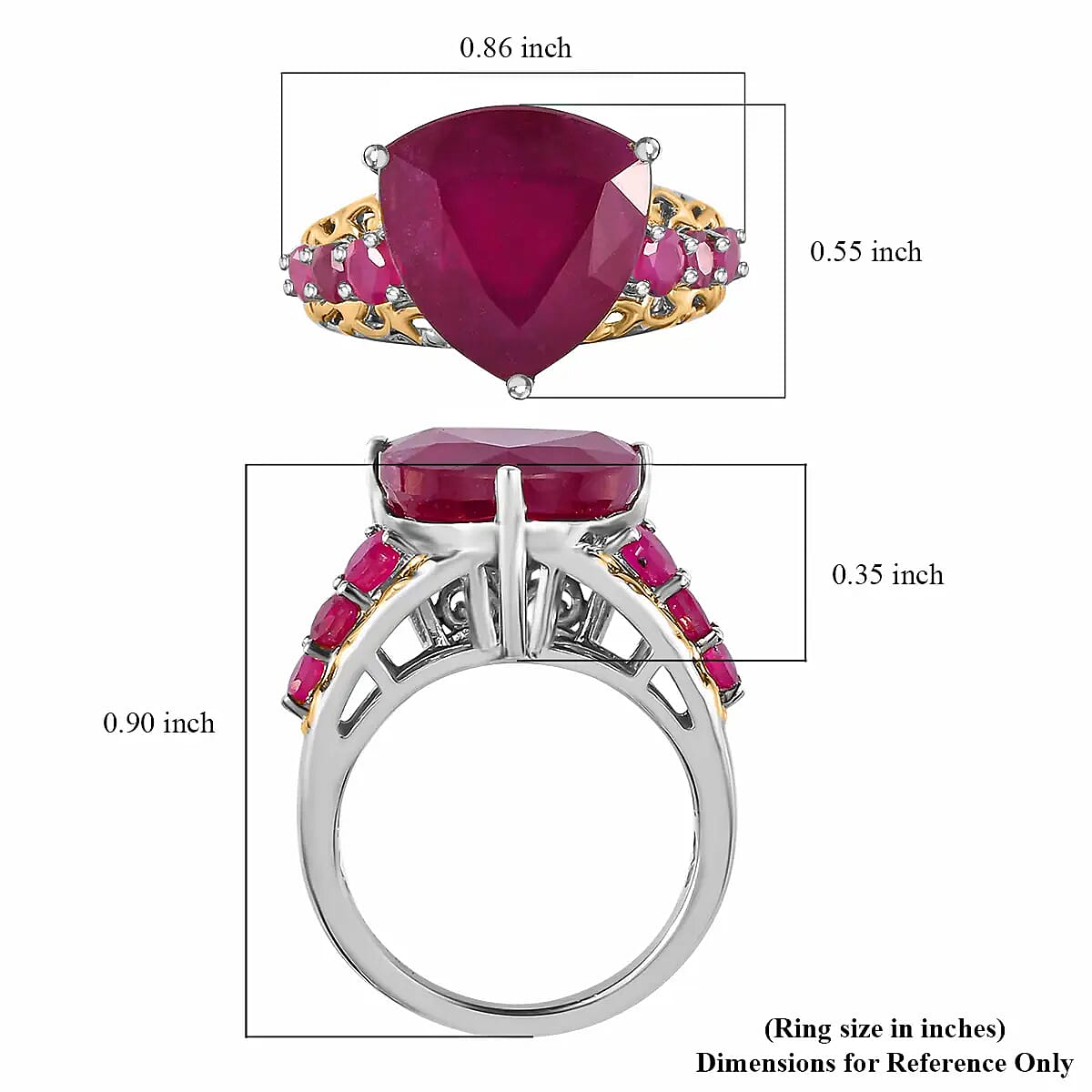 Niassa Ruby Ring in Vermeil YG and Platinum Over Sterling Silver, Anniversary Gifts For Her 9.60 ctw image number 6
