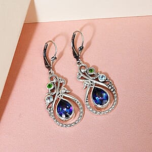 Brazilian Periwinkle Bloom Petalite and Multi Gemstone Drop Dangle Earrings in Sterling Silver 3.15 ctw