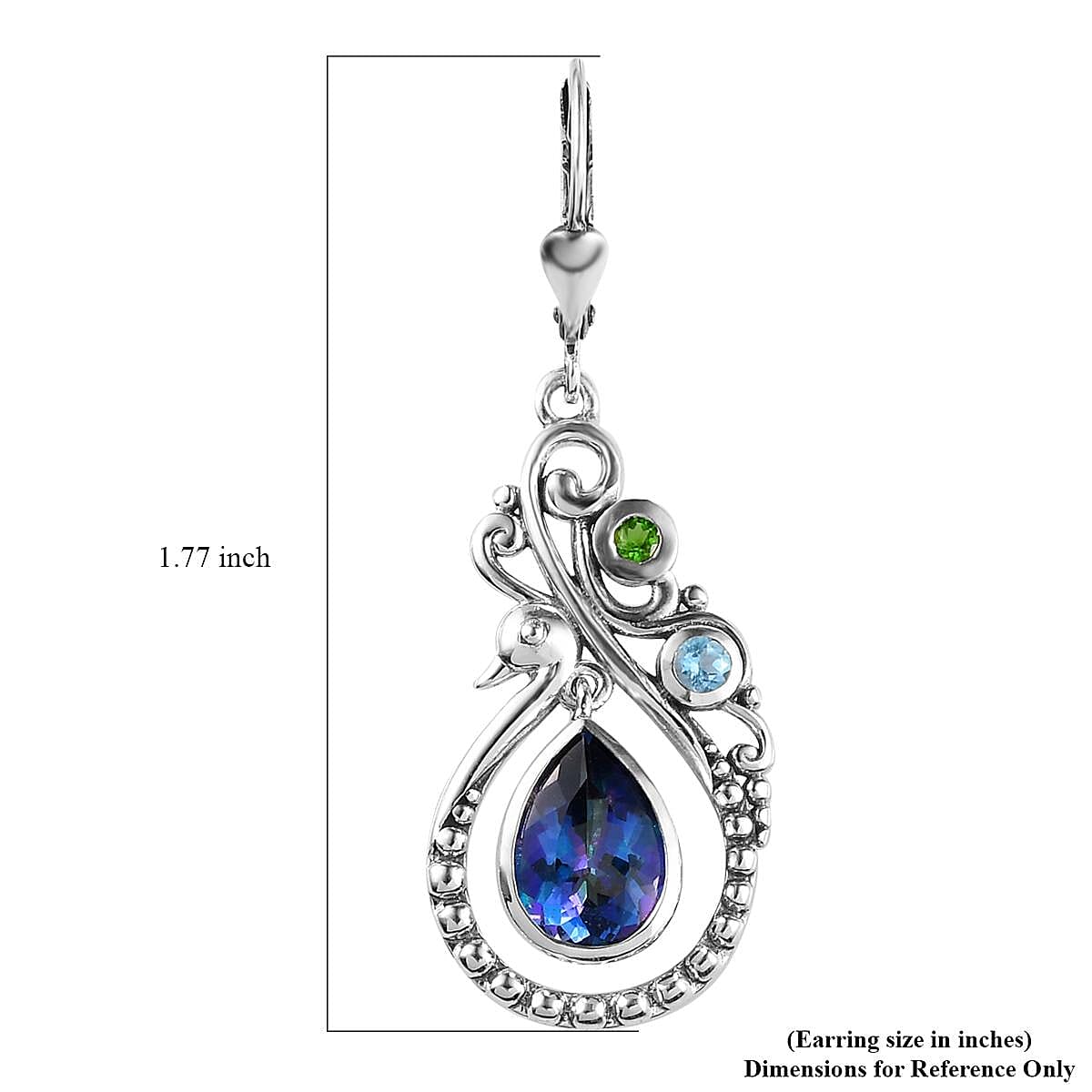 Brazilian Periwinkle Bloom Petalite and Multi Gemstone Drop Dangle Earrings in Sterling Silver 3.15 ctw image number 4