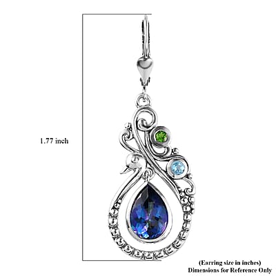 Brazilian Periwinkle Bloom Petalite and Multi Gemstone Drop Dangle Earrings in Sterling Silver 3.15 ctw