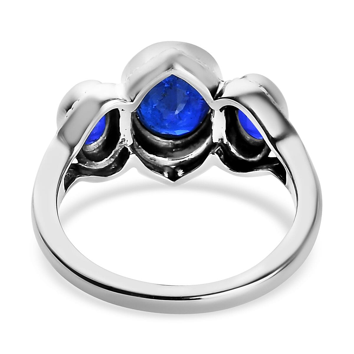 Artisan Crafted Tanzanian Blue Spinel 3 Stone Ring in Sterling Silver (Size 8.0) 2.15 ctw image number 4