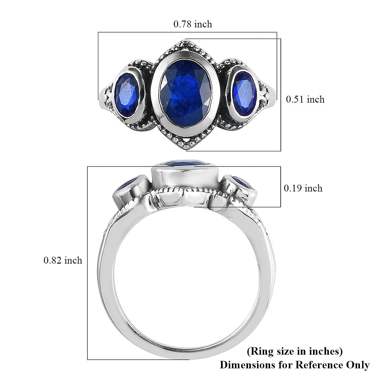 Artisan Crafted Tanzanian Blue Spinel 3 Stone Ring in Sterling Silver (Size 8.0) 2.15 ctw image number 5