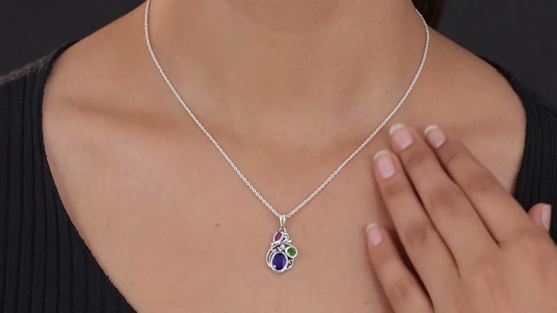 Artisan Crafted Tanzanian Blue Spinel (DF) and Multi Gemstone Fancy Pendant in Sterling Silver 2.00 ctw