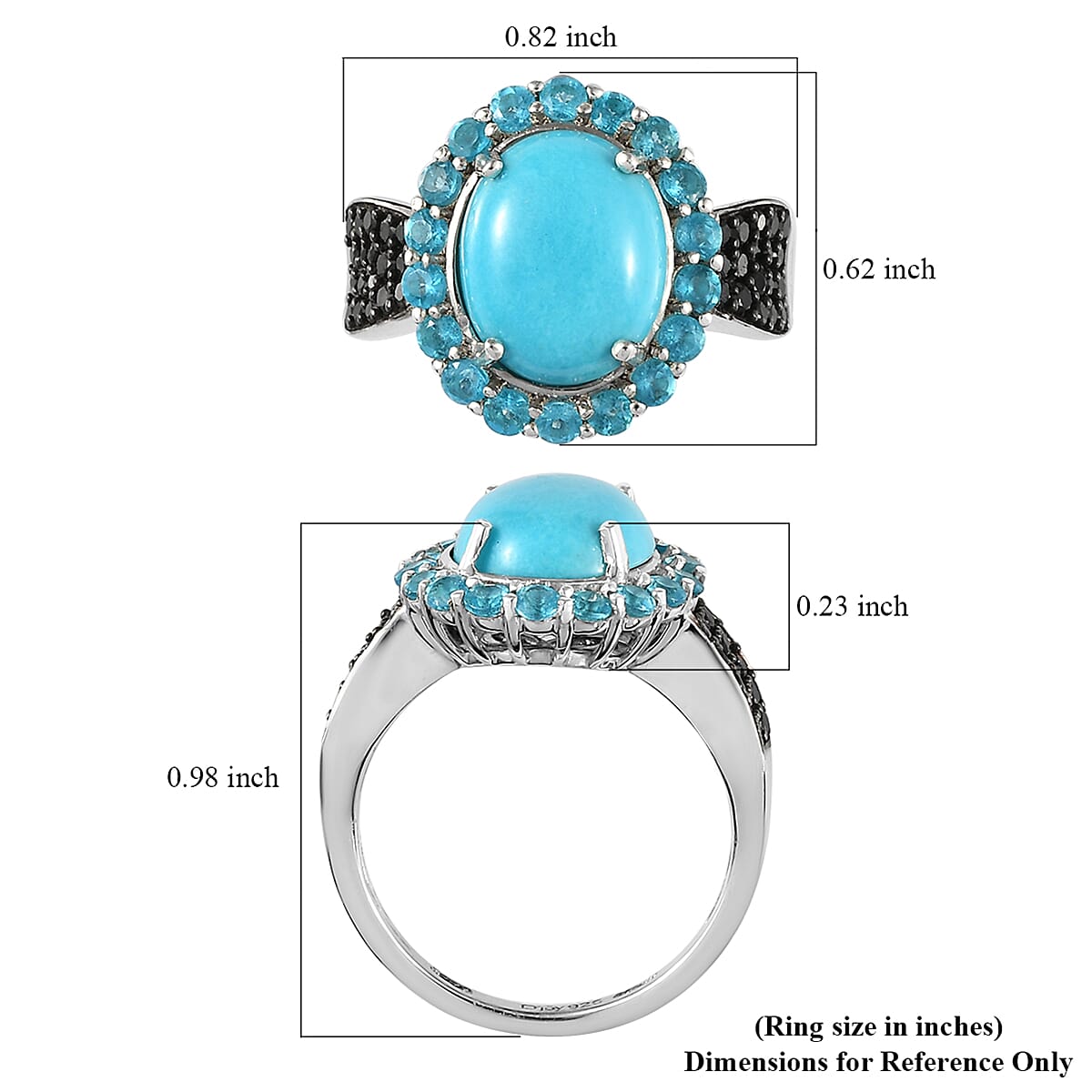 Sleeping Beauty Turquoise and Multi Gemstone Halo Ring in Rhodium & Platinum Over Sterling Silver (Size 7.0) 3.75 ctw image number 5