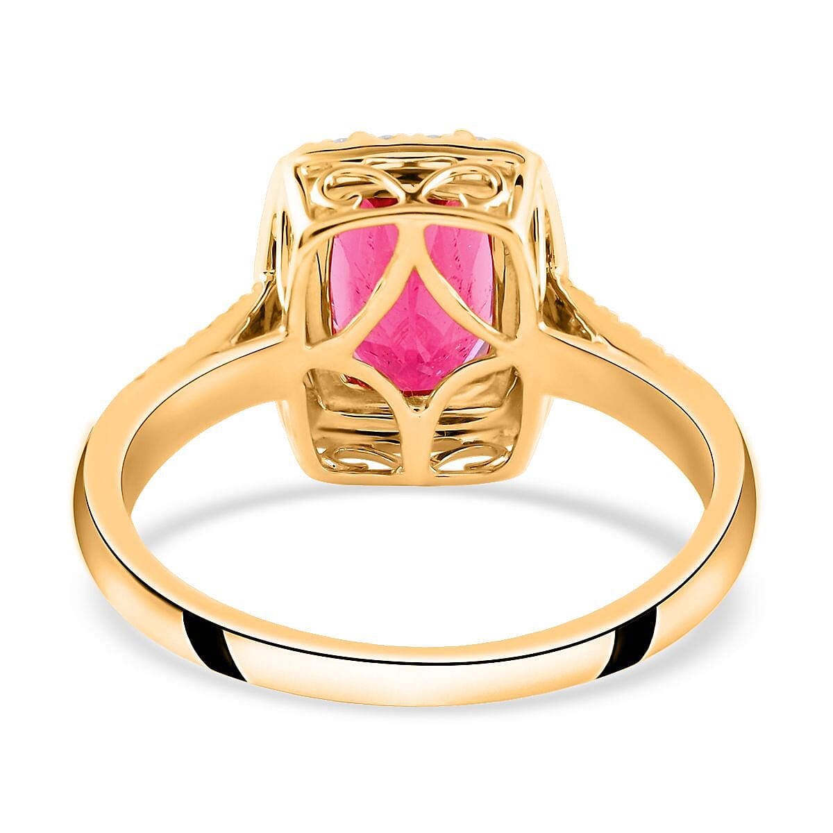 Certified & Appraised Iliana 18K Yellow Gold AAA Ouro Fino Rubellite and G-H SI Diamond Ring (Size 6.0) 4.15 Grams 2.30 ctw image number 4