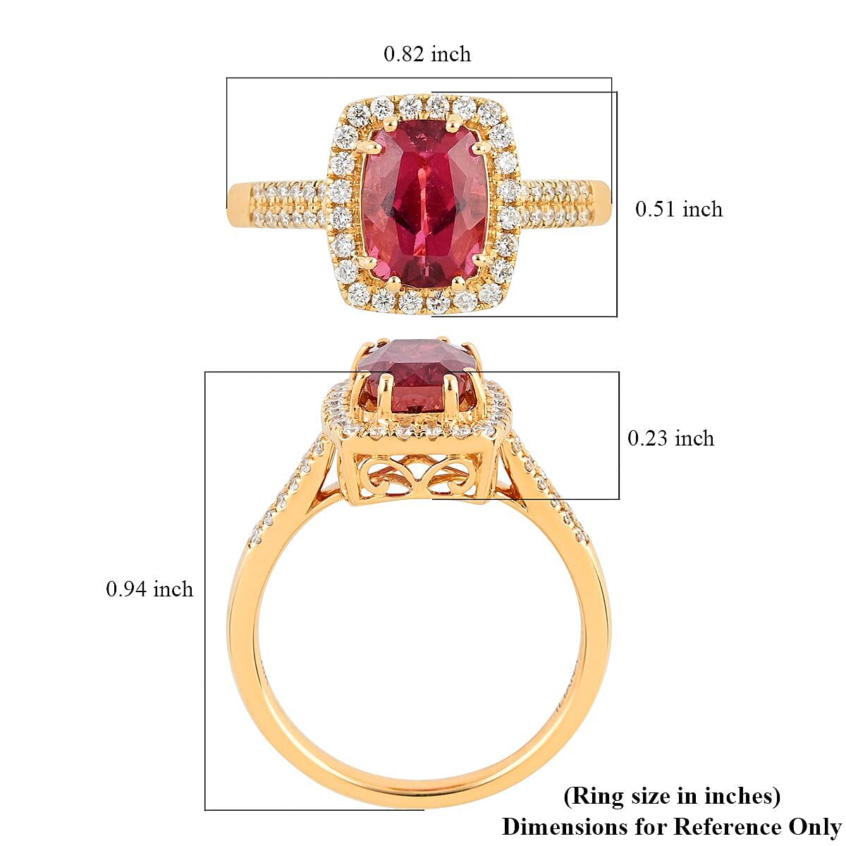 Certified & Appraised Iliana 18K Yellow Gold AAA Ouro Fino Rubellite and G-H SI Diamond Ring (Size 6.0) 4.15 Grams 2.30 ctw image number 5