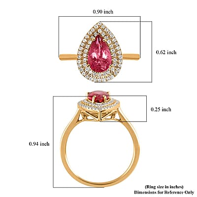Certified & Appraised Iliana AAA Ouro Fino Rubellite and G-H SI Diamond 1.80 ctw Double Halo Ring in 18K Yellow Gold (Size 6.0)