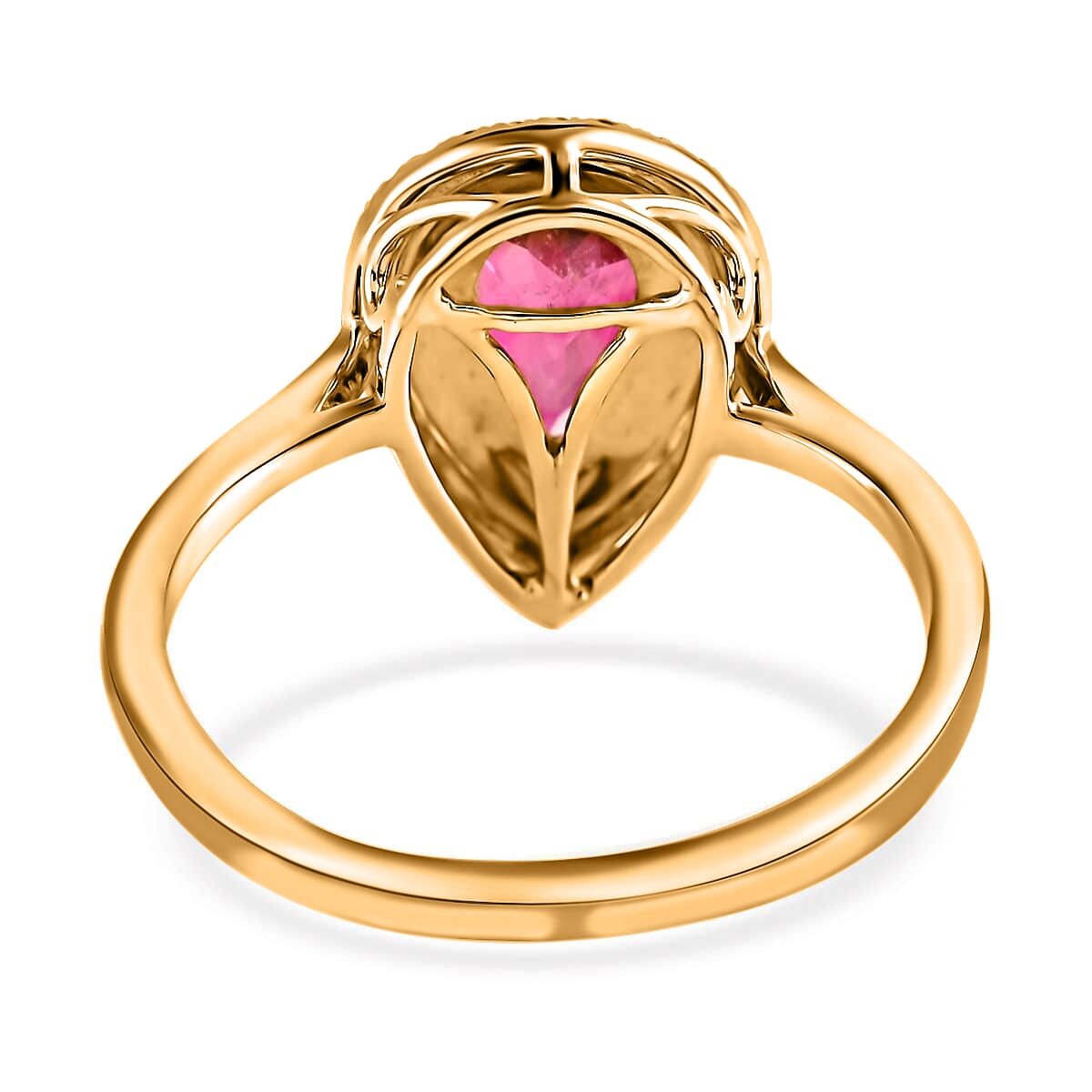 Certified & Appraised Iliana AAA Ouro Fino Rubellite and G-H SI Diamond 1.80 ctw Double Halo Ring in 18K Yellow Gold (Size 8.0) image number 4