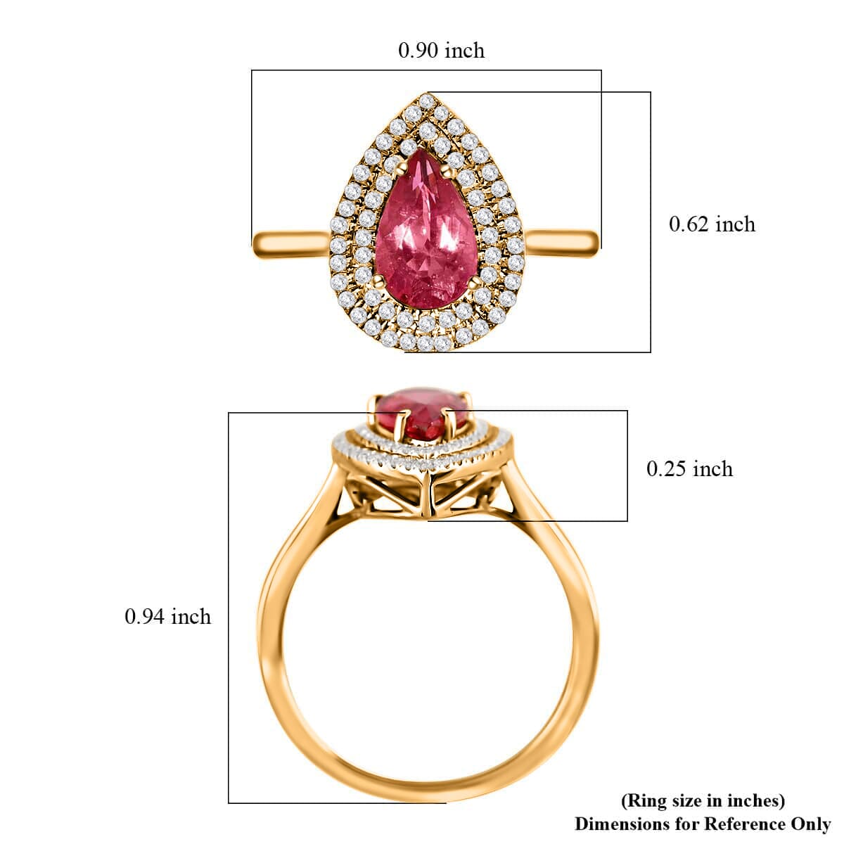 Certified & Appraised Iliana AAA Ouro Fino Rubellite and G-H SI Diamond 1.80 ctw Double Halo Ring in 18K Yellow Gold (Size 8.0) image number 5