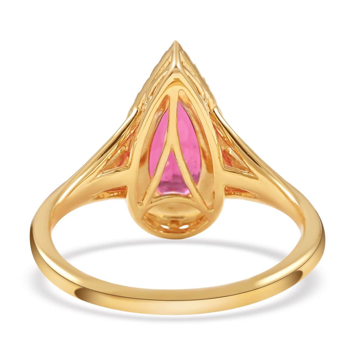 Certified Iliana 18K Yellow Gold AAA Ouro Fino Rubellite and G-H SI Diamond Split Shank Ring (Size 7.0) 4.75 Grams 2.60 ctw image number 4