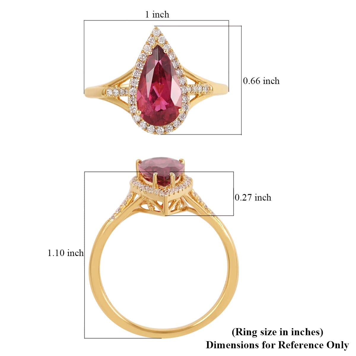 Certified Iliana 18K Yellow Gold AAA Ouro Fino Rubellite and G-H SI Diamond Split Shank Ring (Size 7.0) 4.75 Grams 2.60 ctw image number 5