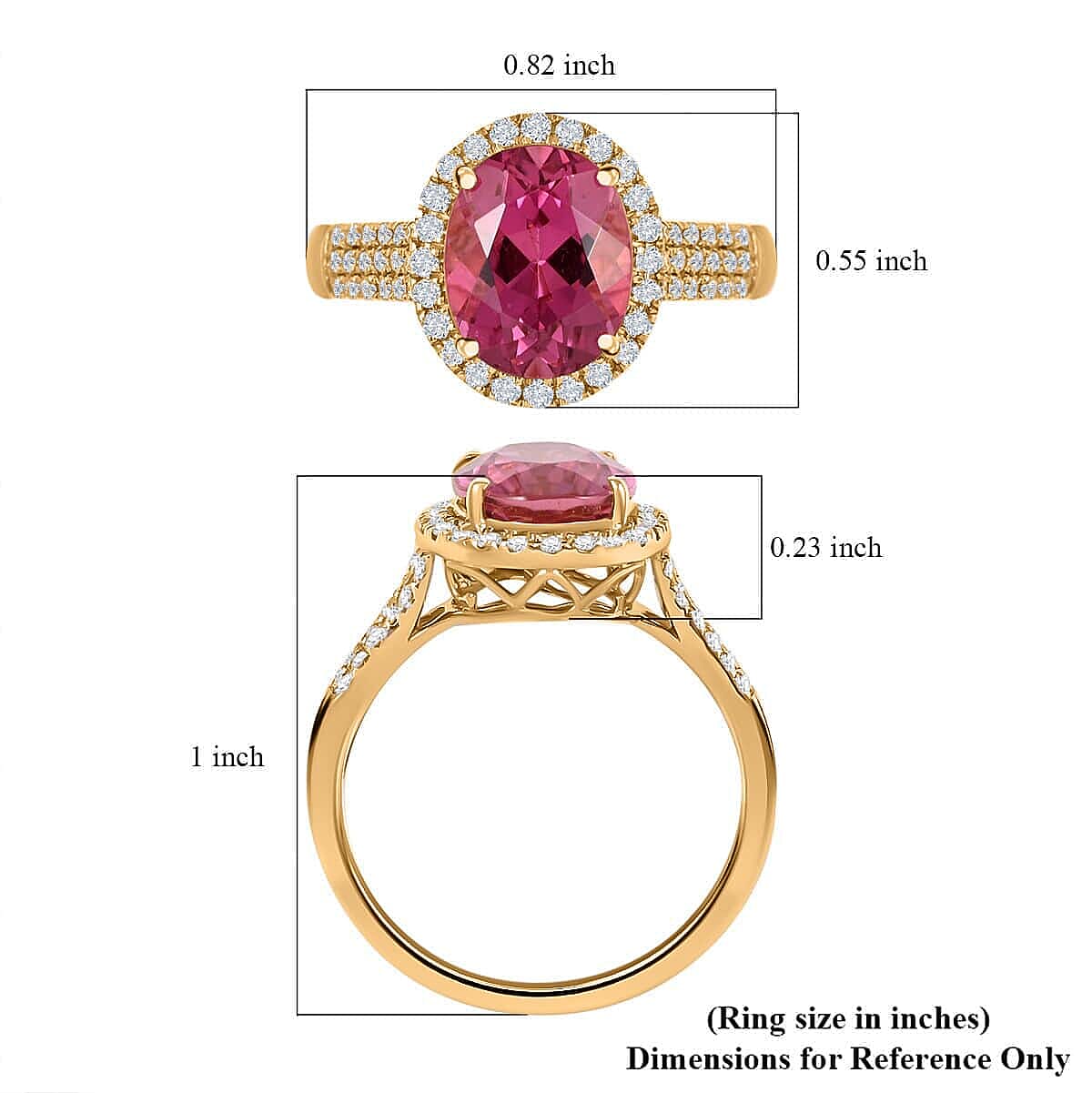 Certified & Appraised Iliana AAA Ouro Fino Rubellite and G-H SI Diamond 3.00 ctw Halo Ring in 18K Yellow Gold (Size 6.0) 4.75 Grams