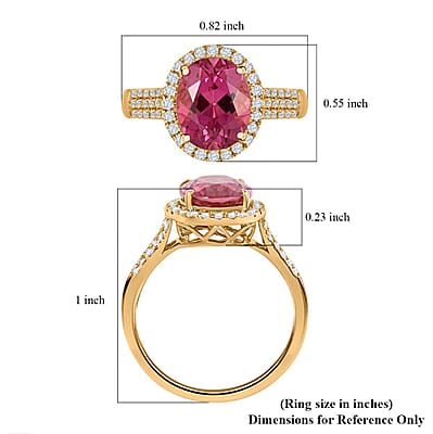 Certified & Appraised Iliana AAA Ouro Fino Rubellite and G-H SI Diamond 3.00 ctw Halo Ring in 18K Yellow Gold (Size 6.0) 4.75 Grams