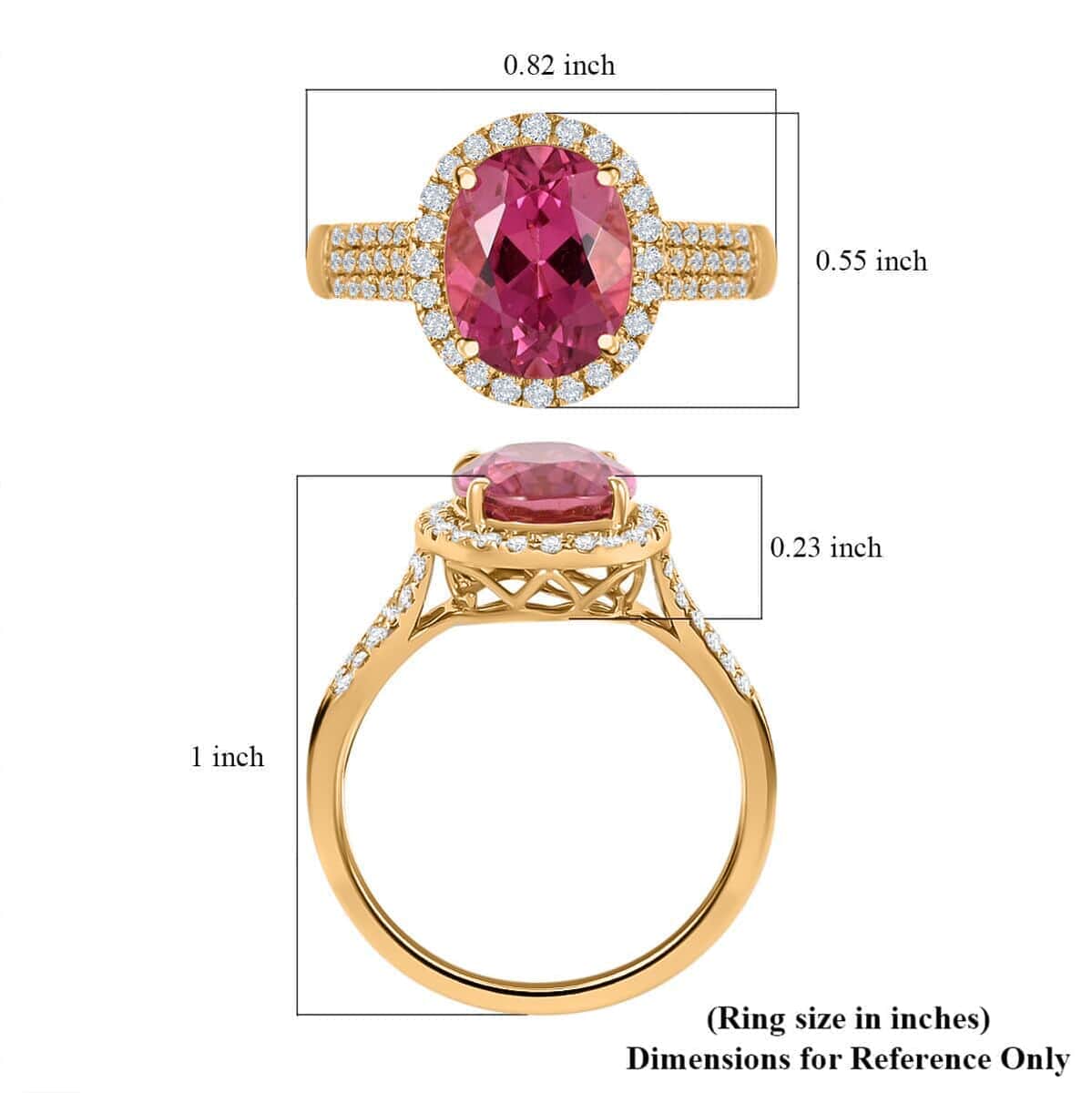 Certified & Appraised Iliana 18K Yellow Gold AAA Ouro Fino Rubellite and G-H SI Diamond Halo Ring (Size 6.0) 4.75 Grams 3.00 ctw image number 5