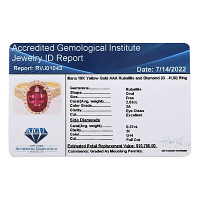 Certified & Appraised Iliana AAA Ouro Fino Rubellite and G-H SI Diamond 3.00 ctw Halo Ring in 18K Yellow Gold (Size 6.0) 4.75 Grams