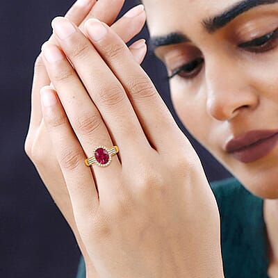 Certified & Appraised Iliana 18K Yellow Gold AAA Ouro Fino Rubellite and G-H SI Diamond Ring (Size 10.0) 4.20 Grams 3.00 ctw