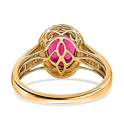 Certified & Appraised Iliana 18K Yellow Gold AAA Ouro Fino Rubellite and G-H SI Diamond Ring (Size 10.0) 4.20 Grams 3.00 ctw