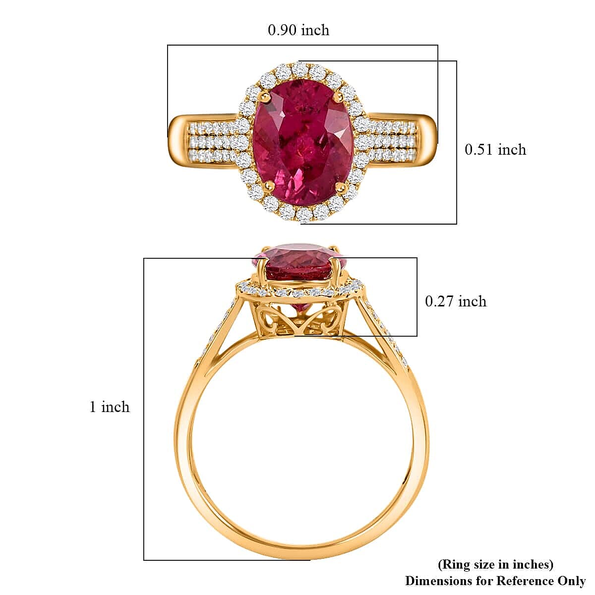 Certified & Appraised Iliana 18K Yellow Gold AAA Ouro Fino Rubellite and G-H SI Diamond Ring (Size 10.0) 4.20 Grams 3.00 ctw