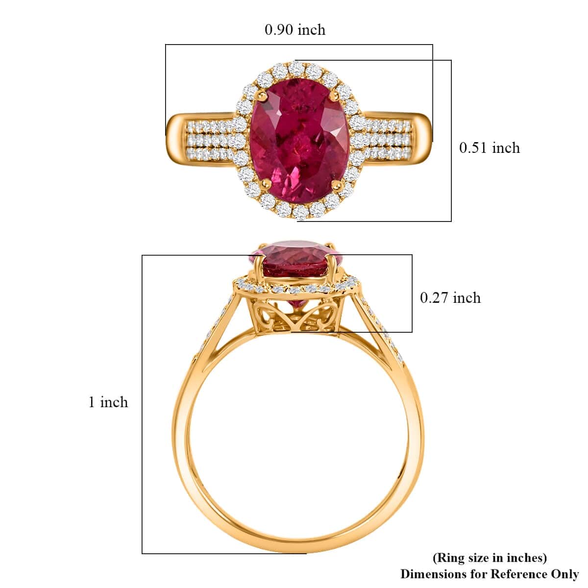 Certified & Appraised Iliana 18K Yellow Gold AAA Ouro Fino Rubellite and G-H SI Diamond Ring (Size 10.0) 4.20 Grams 3.00 ctw image number 5
