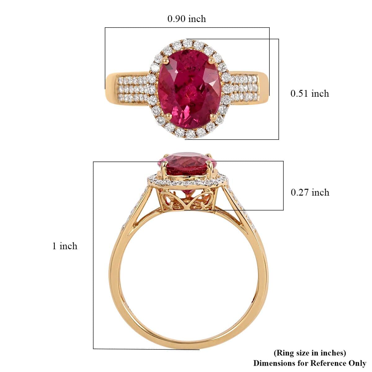 Certified & Appraised Iliana 18K Yellow Gold AAA Ouro Fino Rubellite and G-H SI Diamond Ring (Size 6.0) 4.20 Grams 3.00 ctw image number 5