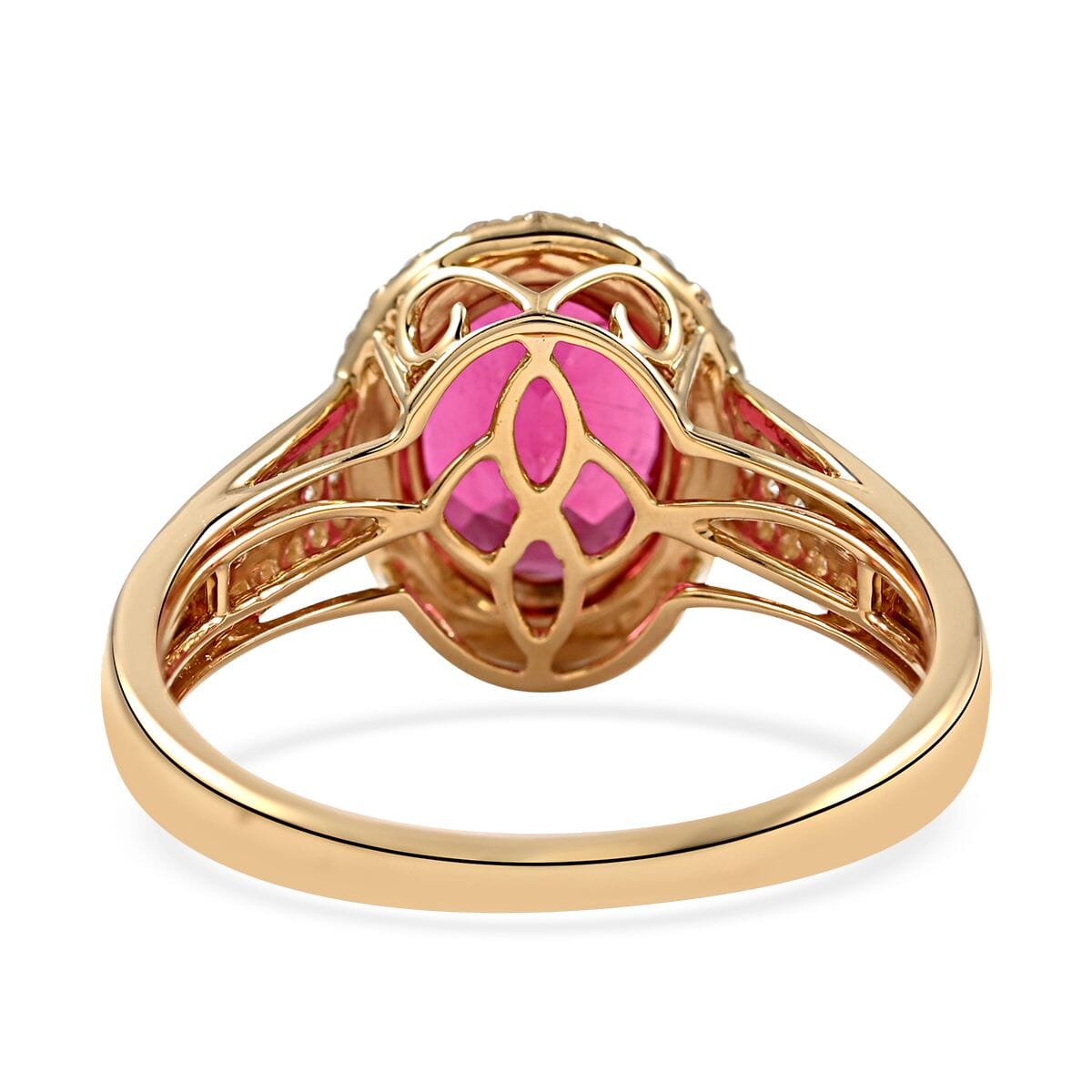 Certified & Appraised Iliana 18K Yellow Gold AAA Ouro Fino Rubellite and G-H SI Diamond Ring (Size 8.0) 4.20 Grams 3.00 ctw image number 4