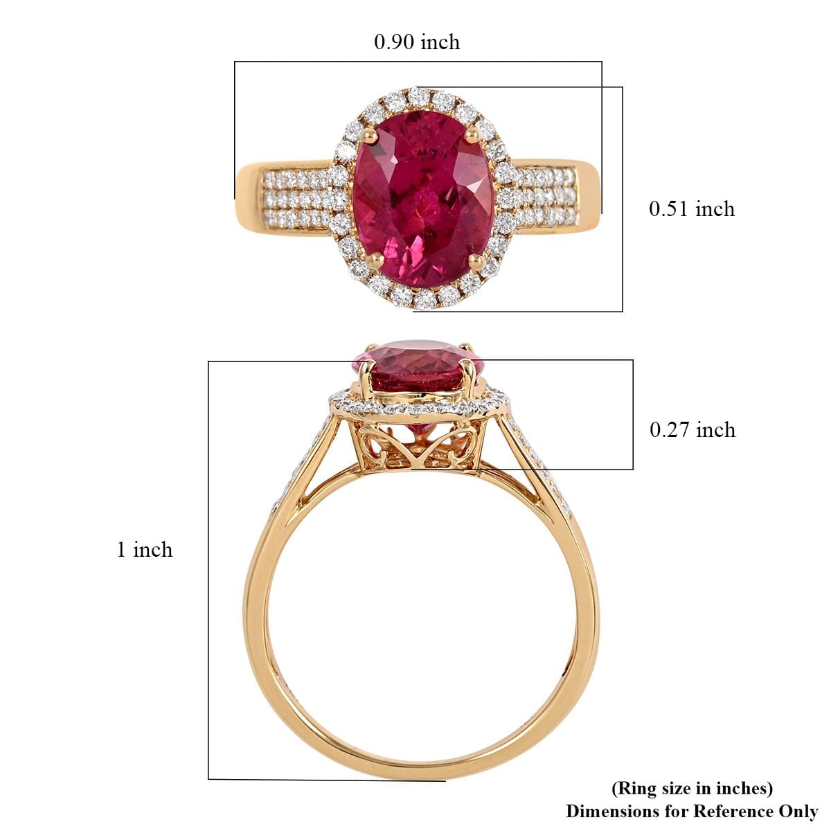 Certified & Appraised Iliana 18K Yellow Gold AAA Ouro Fino Rubellite and G-H SI Diamond Ring (Size 8.0) 4.20 Grams 3.00 ctw image number 5