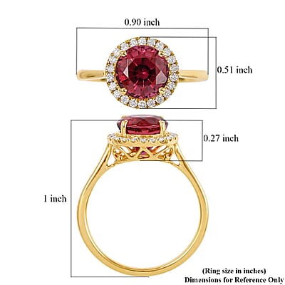 Certified & Appraised Iliana 18K Yellow Gold AAA Ouro Fino Rubellite and G-H SI Diamond Halo Ring (Size 7.0) 3 Grams 2.45 ctw