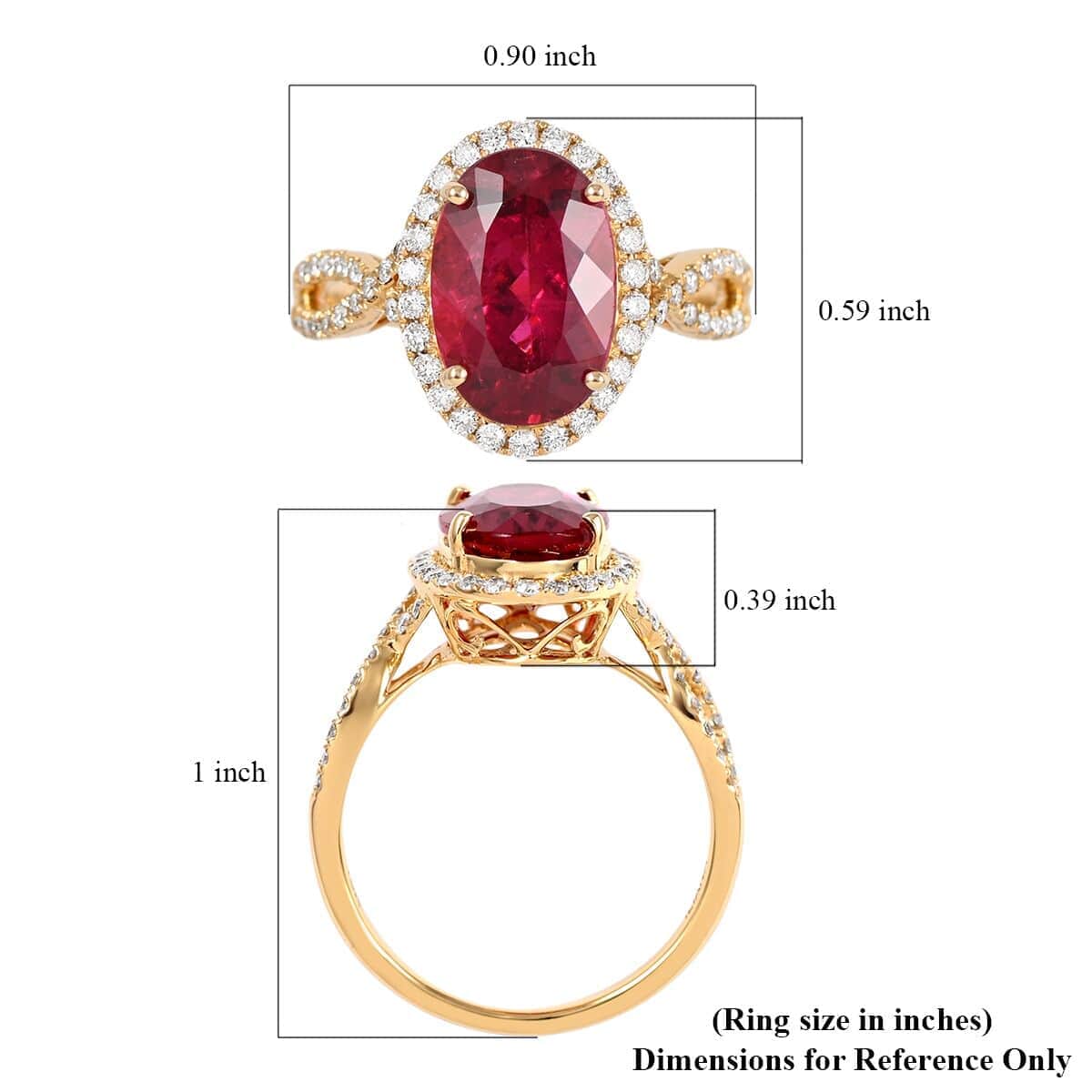 Certified & Appraised ILIANA 18K Yellow Gold AAA Ouro Fino Rubellite and G-H SI Diamond Halo Ring 3.90 Grams 4.10 ctw image number 5