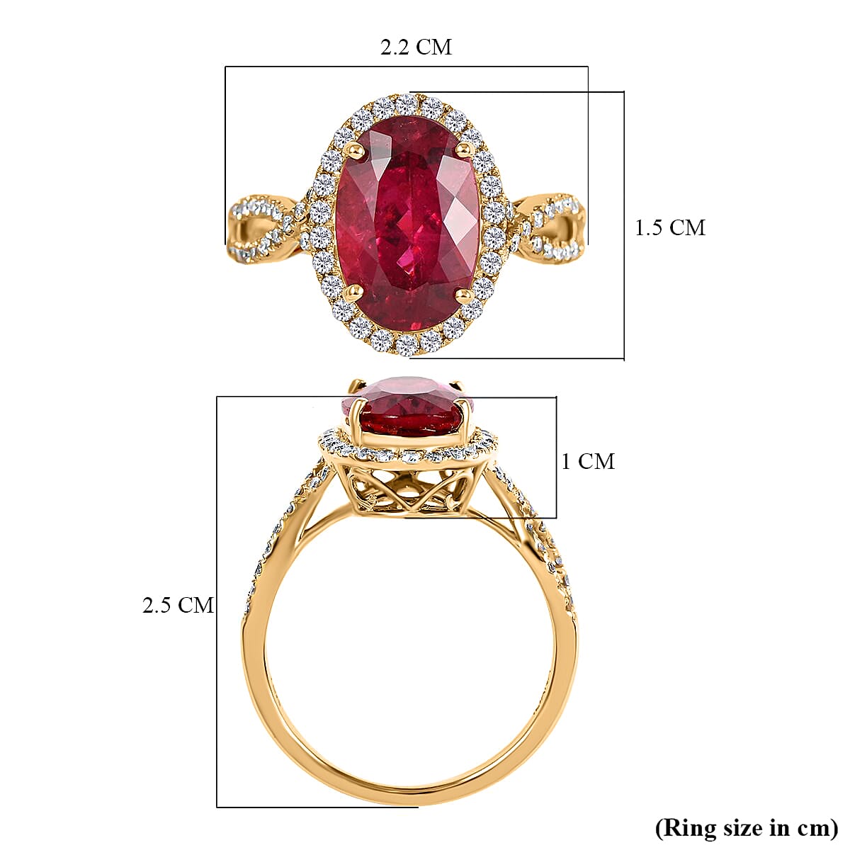Certified & Appraised Iliana 18K Yellow Gold AAA Ouro Fino Rubellite and G-H SI Diamond Halo Ring (Size 7.0) 4.10 ctw image number 5
