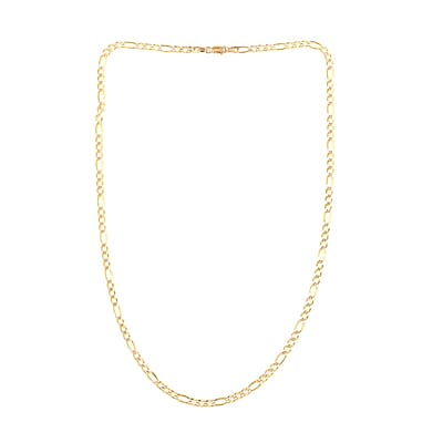Maestro Gold Collection Italian 10K Yellow & White Gold Pave Figaro Necklace | Dual Tone Gold Figaro Chain Necklace | 18 Inches Chain Necklace | Gold Jewelry For Her 6.80 Grams