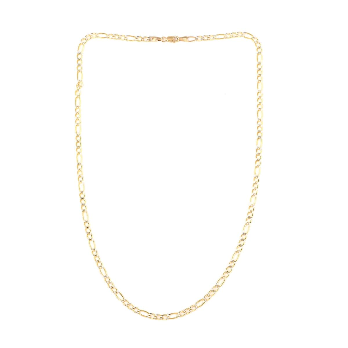 Maestro Gold Collection Italian 10K Yellow & White Gold Pave Figaro Necklace | Dual Tone Gold Figaro Chain Necklace | 18 Inches Chain Necklace | Gold Jewelry For Her 6.80 Grams image number 5