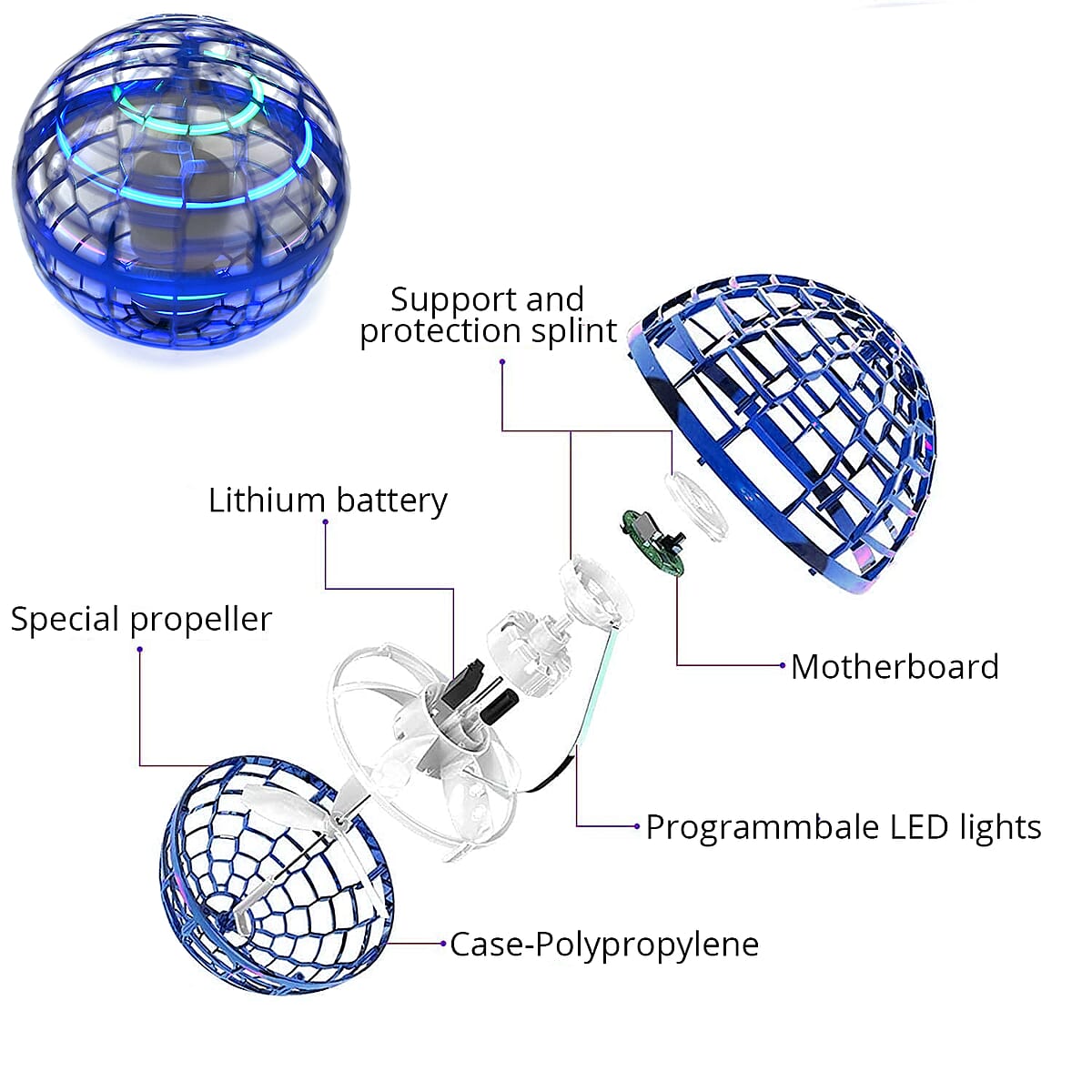 Flying Ball with Lights -Blue image number 2
