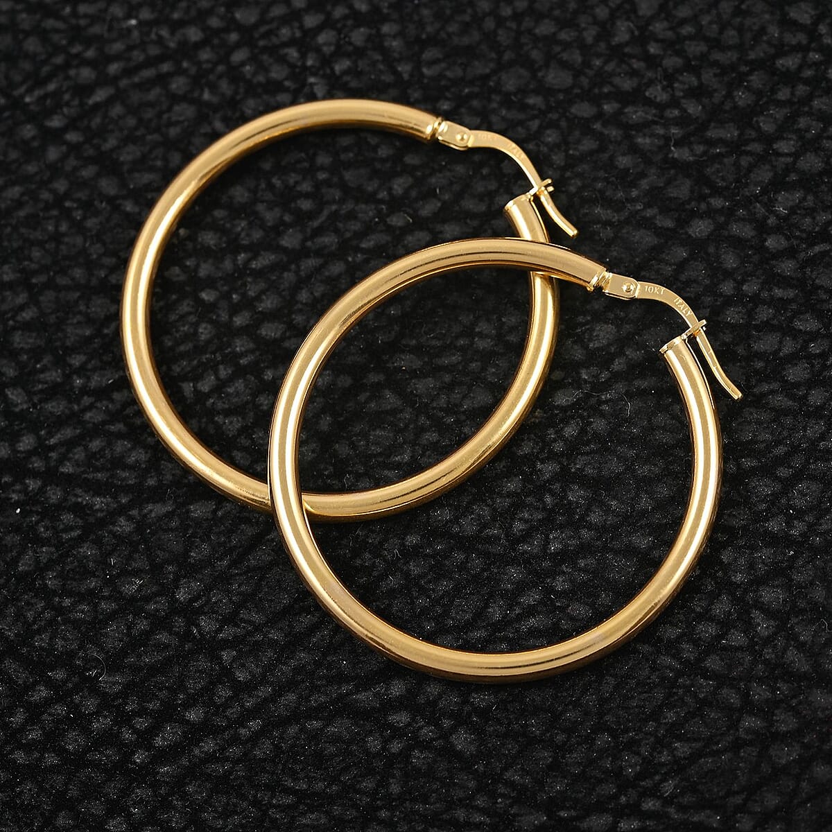 Maestro Gold Collection Italian 10K Yellow Gold 2.5mm Hoop Earrings 1.90 Grams image number 1