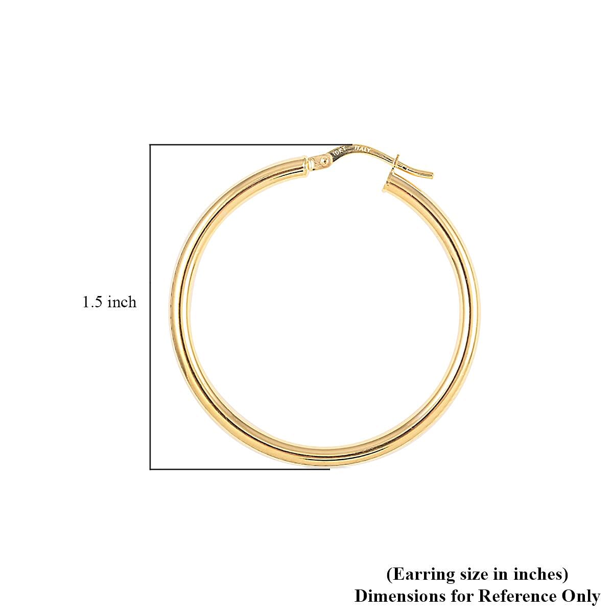 Maestro Gold Collection Italian 10K Yellow Gold 2.5mm Hoop Earrings 1.90 Grams image number 2