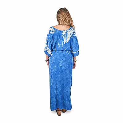 Tamsy Blue V-Neck Kaftan - One Size Fits Most