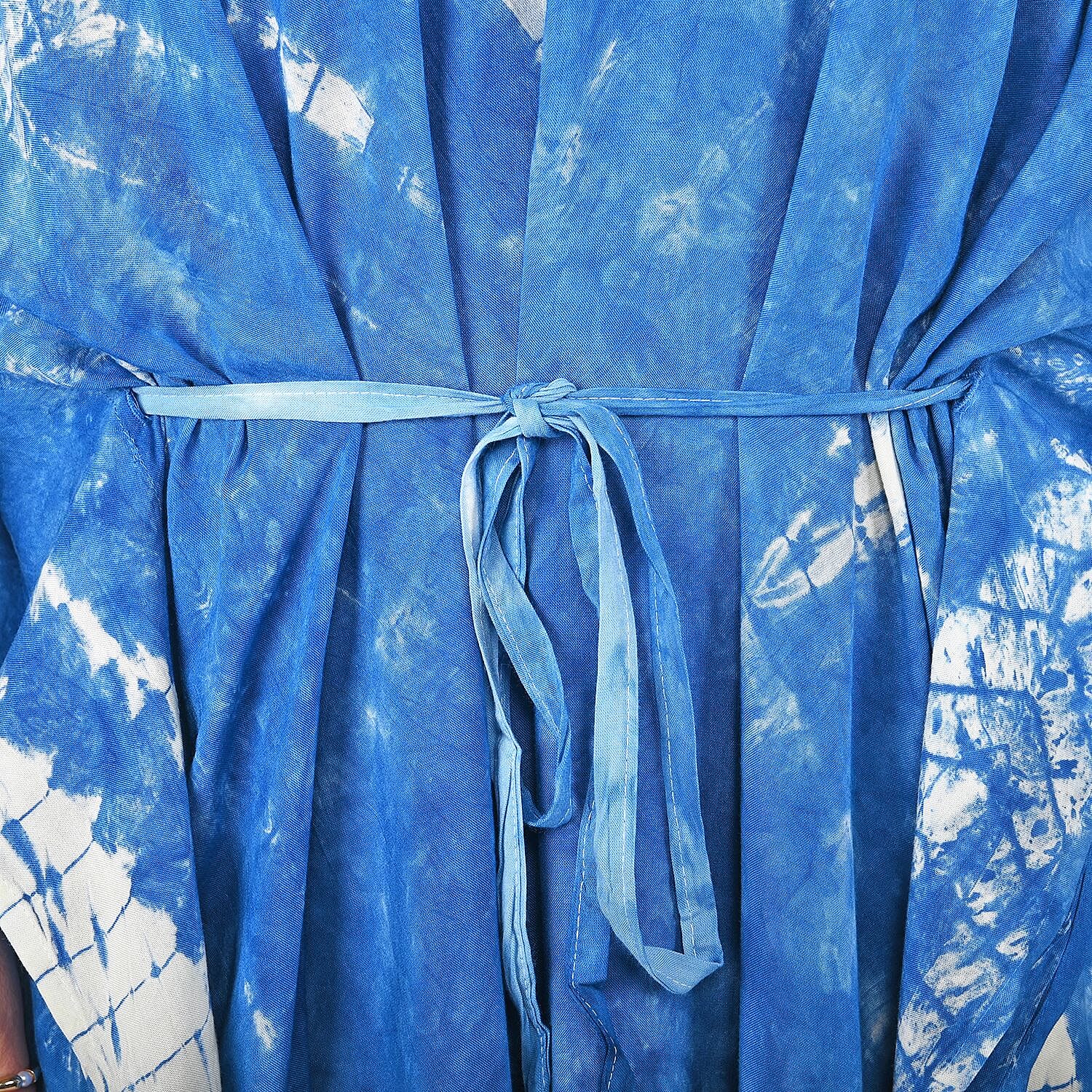 Tamsy Blue V-Neck Kaftan - One Size Fits Most