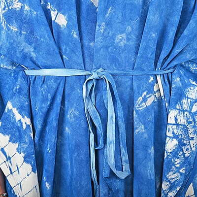 Tamsy Blue V-Neck Kaftan - One Size Fits Most