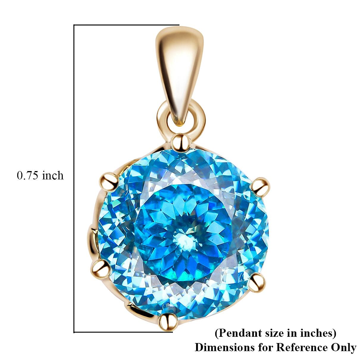 Luxoro 10K Yellow Gold Portuguese Cut 161 Facet Blue Moissanite Solitaire Pendant 3.80 ctw image number 4