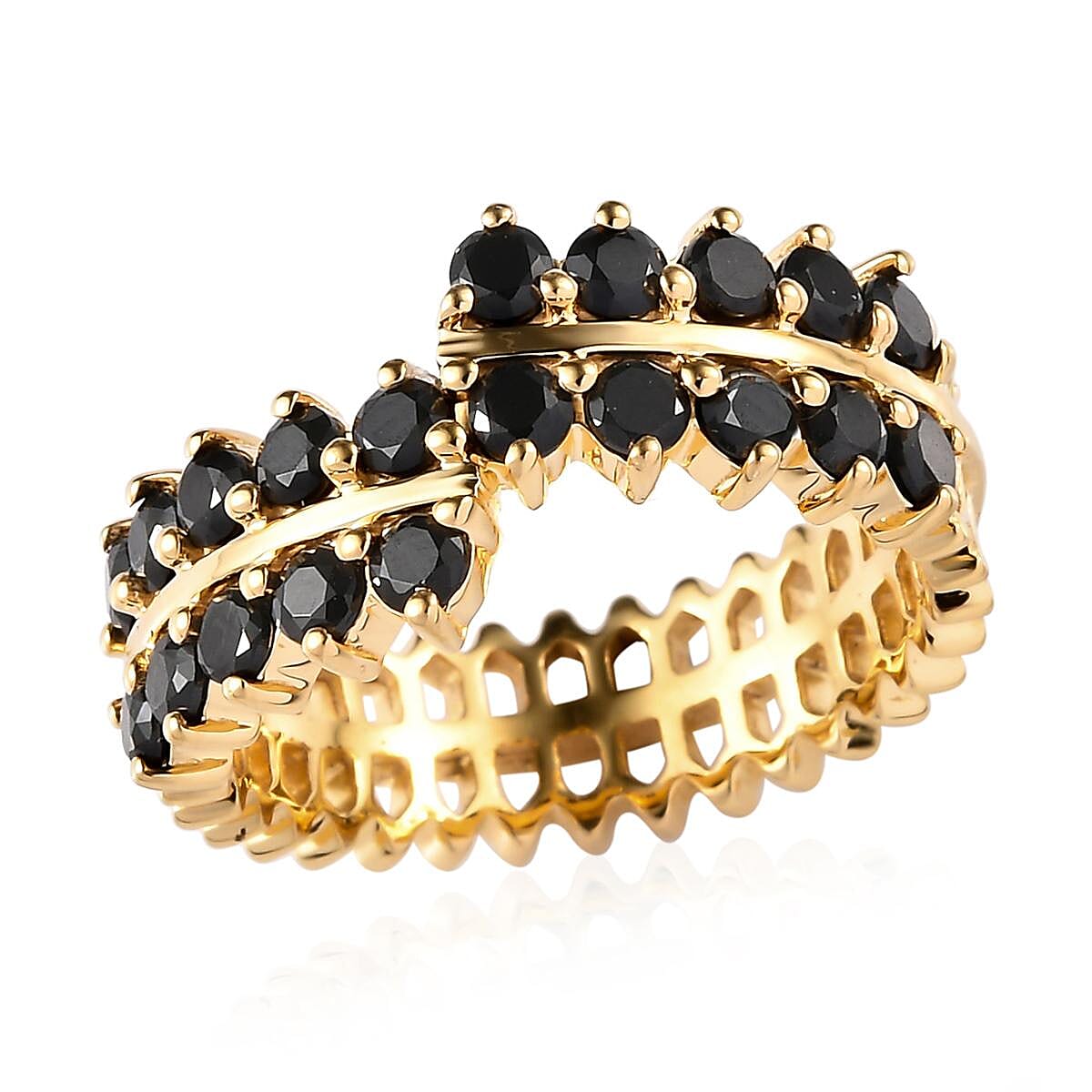 Thai Black Spinel Band Ring in Vermeil Yellow Gold Over Sterling Silver (Size 10.0) 1.65 ctw