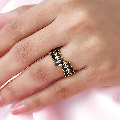 Thai Black Spinel Band Ring in Vermeil Yellow Gold Over Sterling Silver (Size 10.0) 1.65 ctw