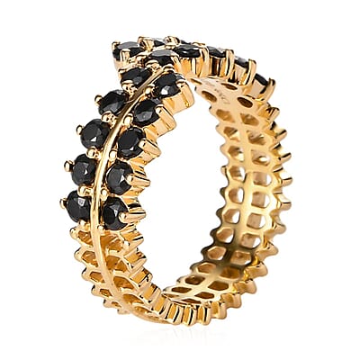 Thai Black Spinel Band Ring in Vermeil Yellow Gold Over Sterling Silver (Size 10.0) 1.65 ctw