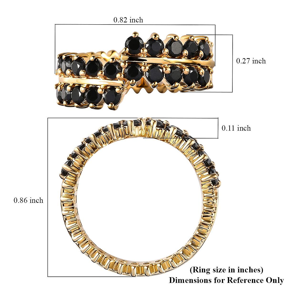 Thai Black Spinel Band Ring in Vermeil Yellow Gold Over Sterling Silver (Size 10.0) 1.65 ctw