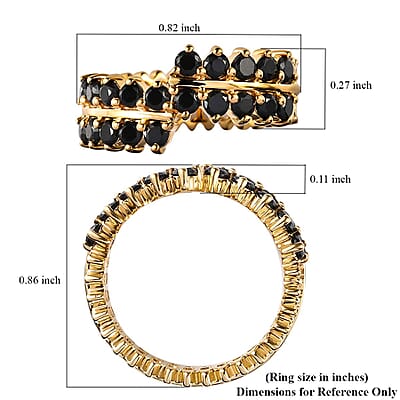 Thai Black Spinel Band Ring in Vermeil Yellow Gold Over Sterling Silver (Size 10.0) 1.65 ctw